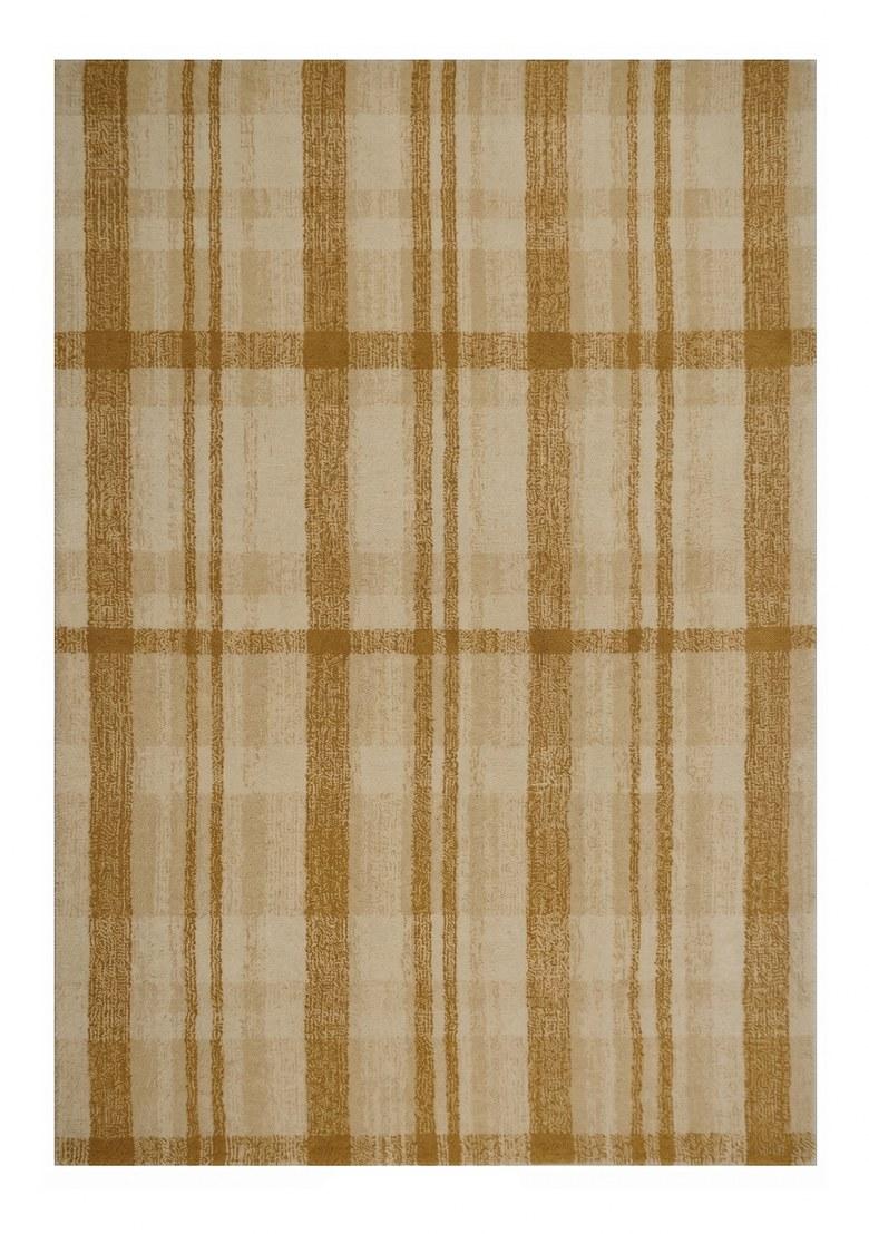 Saffron Rugs Hand Tufted Gold Plaid Transitional Rectangular Wool Area Rug - Indya