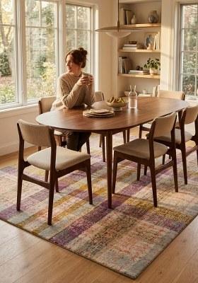 Saffron Rugs Hand Tufted Multicolor Plaid Transitional Rectangular Wool Area Rug
