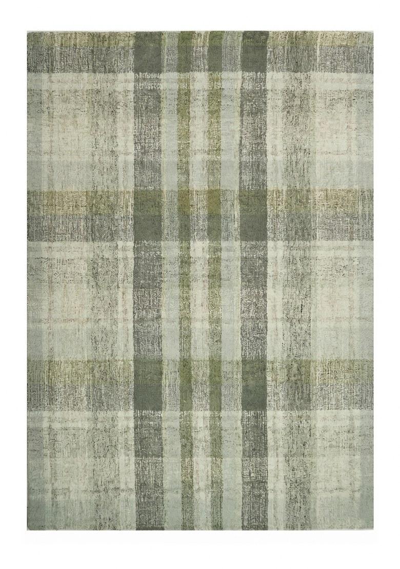 Saffron Rugs Hand Tufted Olive Green Plaid Transitional Rectangular Wool Area Rug - Indya