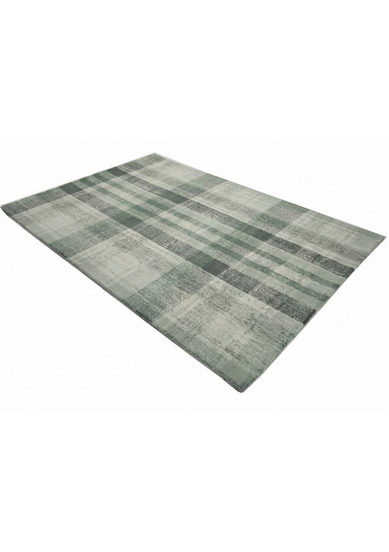 Saffron Rugs Hand Tufted Olive Green Plaid Transitional Rectangular Wool Area Rug - Indya