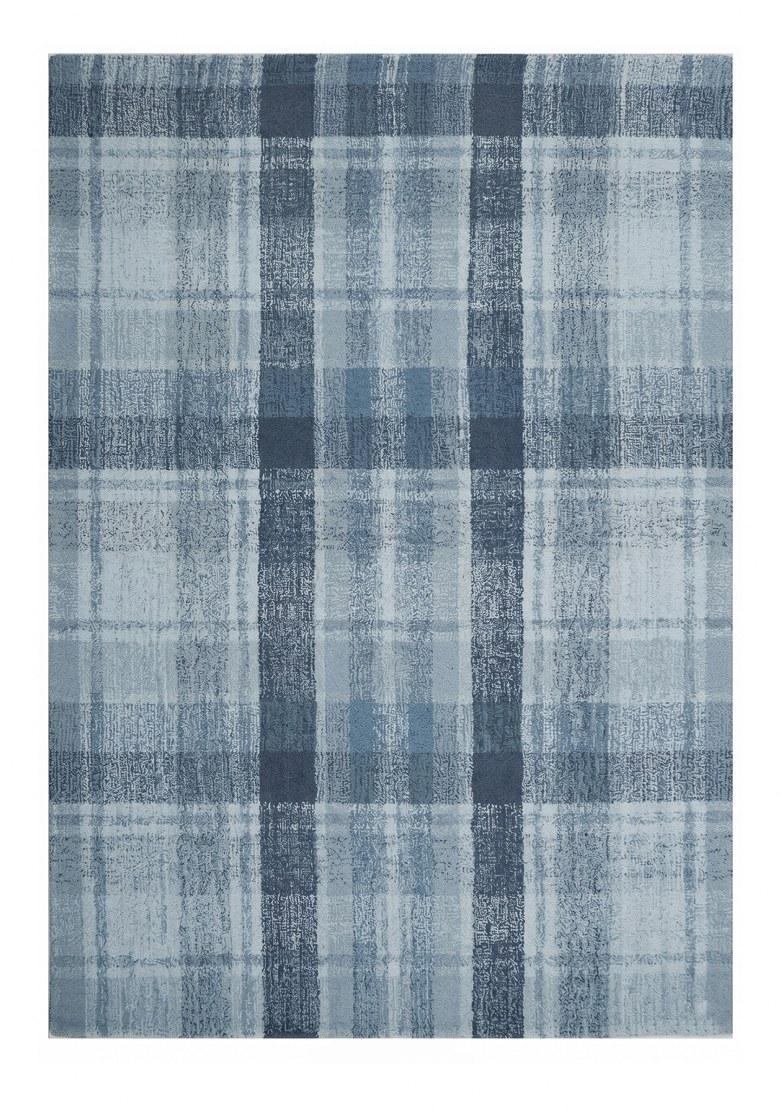 Saffron Rugs Hand Tufted Light Blue Plaid Transitional Rectangular Wool Area Rug - Indya