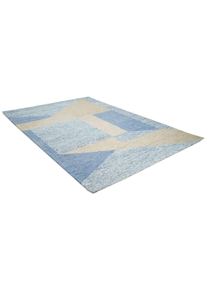 Saffron Rugs Hand-Tufted 100% Wool Area Rug | Light Blue Rectangular Rug | Cotton Backing | Scandinavian Geometric Home Decor Carpet for Living Room - Indya