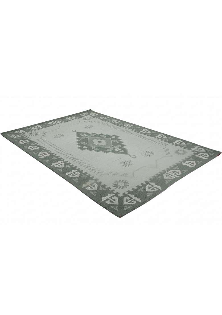 Saffron Rugs Hand-Tufted 100% Wool Area Rug | Sage Green Rectangular Rug | Cotton Backing | Transitional Geometric Home Decor Carpet for Living Room - Indya