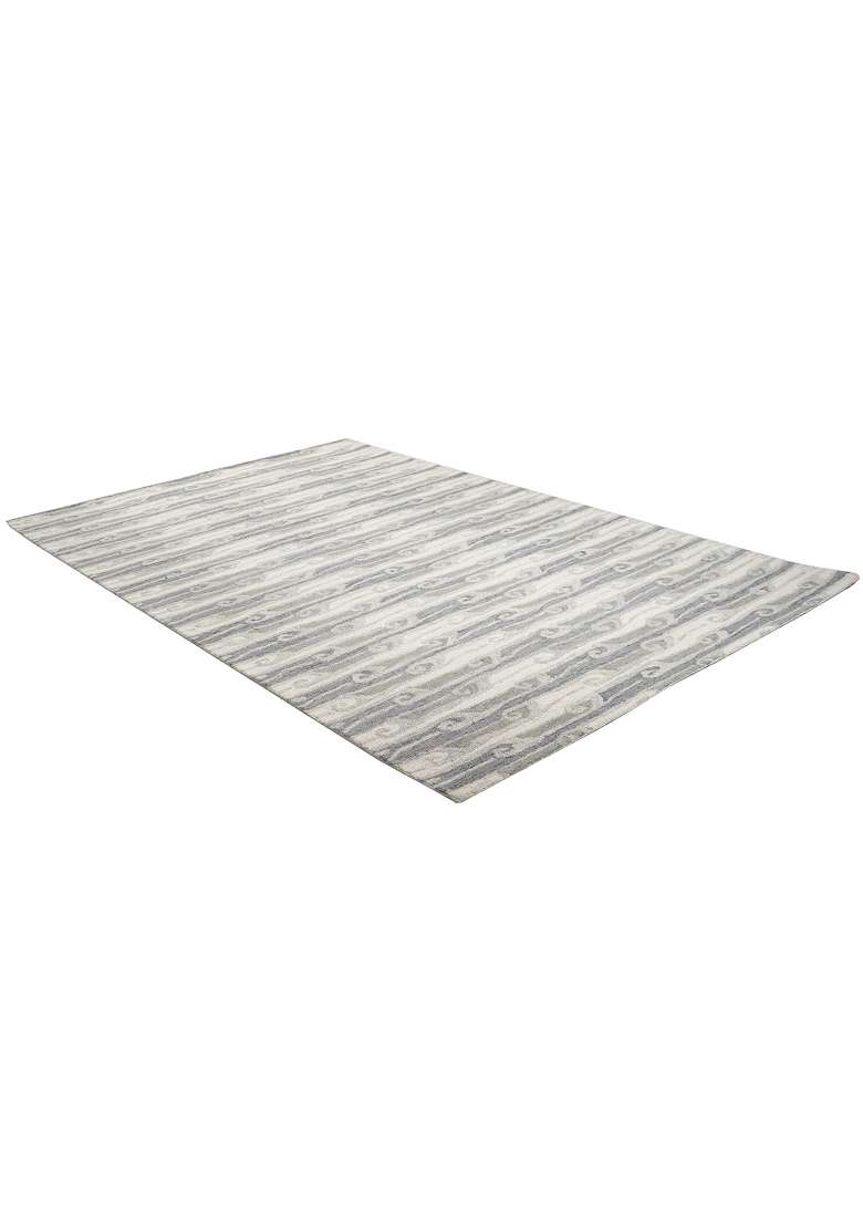 Saffron Rugs Hand-Tufted 100% Wool Area Rug | Grey Ivory Rectangular Rug | Cotton Backing | Transitional Swirls Home Decor Carpet for Living Room - Indya