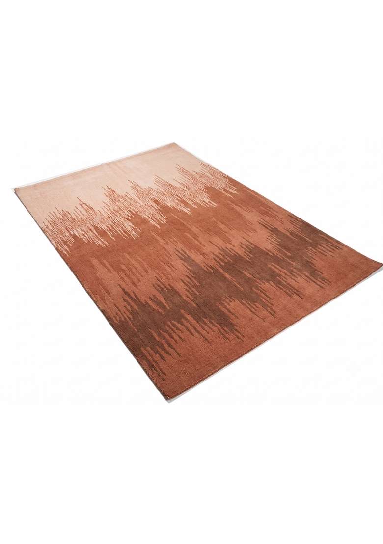 Saffron Rugs Hand-Tufted 100% Wool Area Rug | Terracotta Brown Rectangular Rug | Cotton Backing | Contemporary Geometric Home Decor Carpet for Living Room - Indya