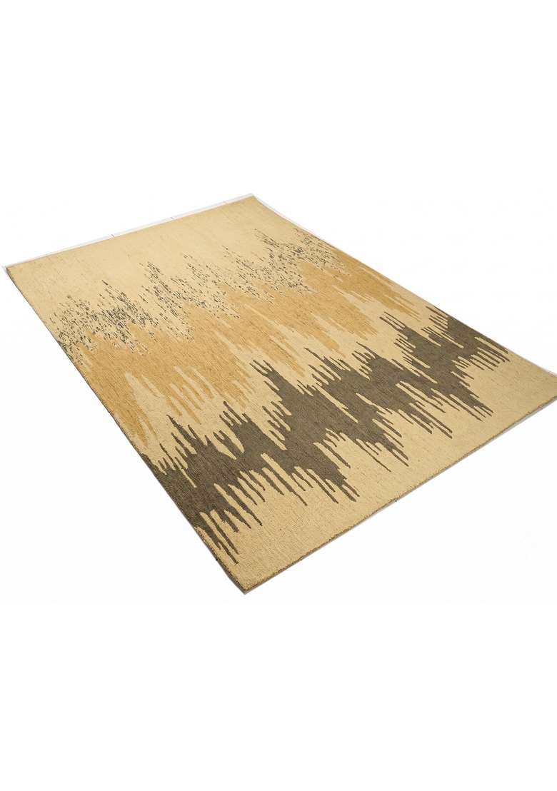Saffron Rugs Hand-Tufted 100% Wool Area Rug | Gold Beige Rectangular Rug | Cotton Backing | Contemporary Geometric Home Decor Carpet for Living Room - Indya