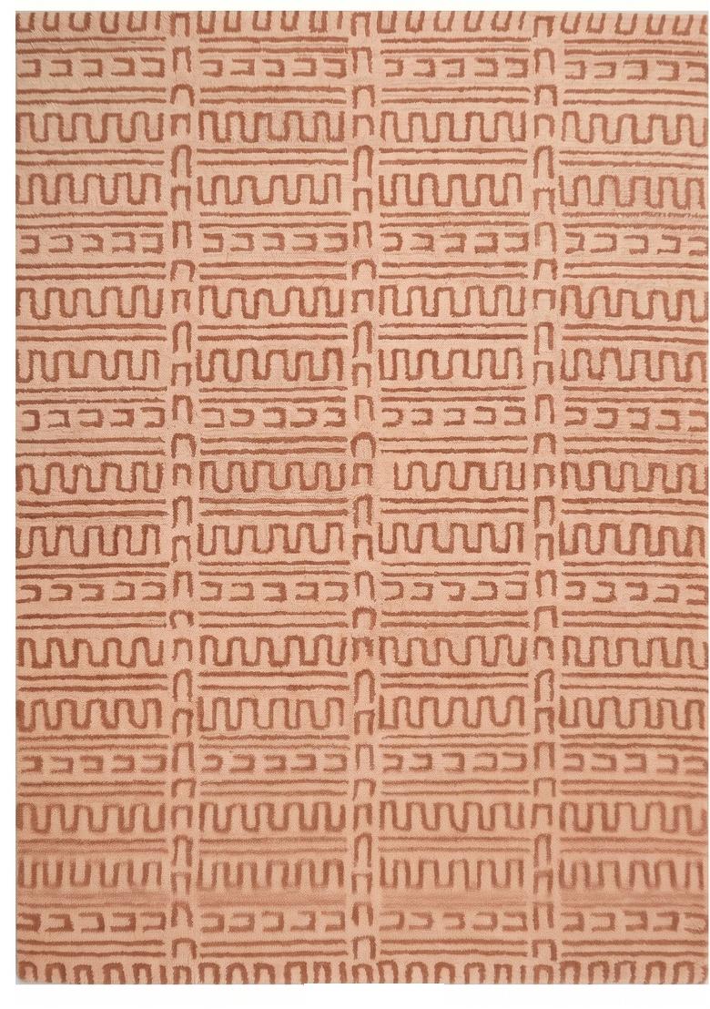Saffron Rugs Hand Tufted Blush Terracotta Geometric Contemporary Rectangular Wool Area Rug - Indya