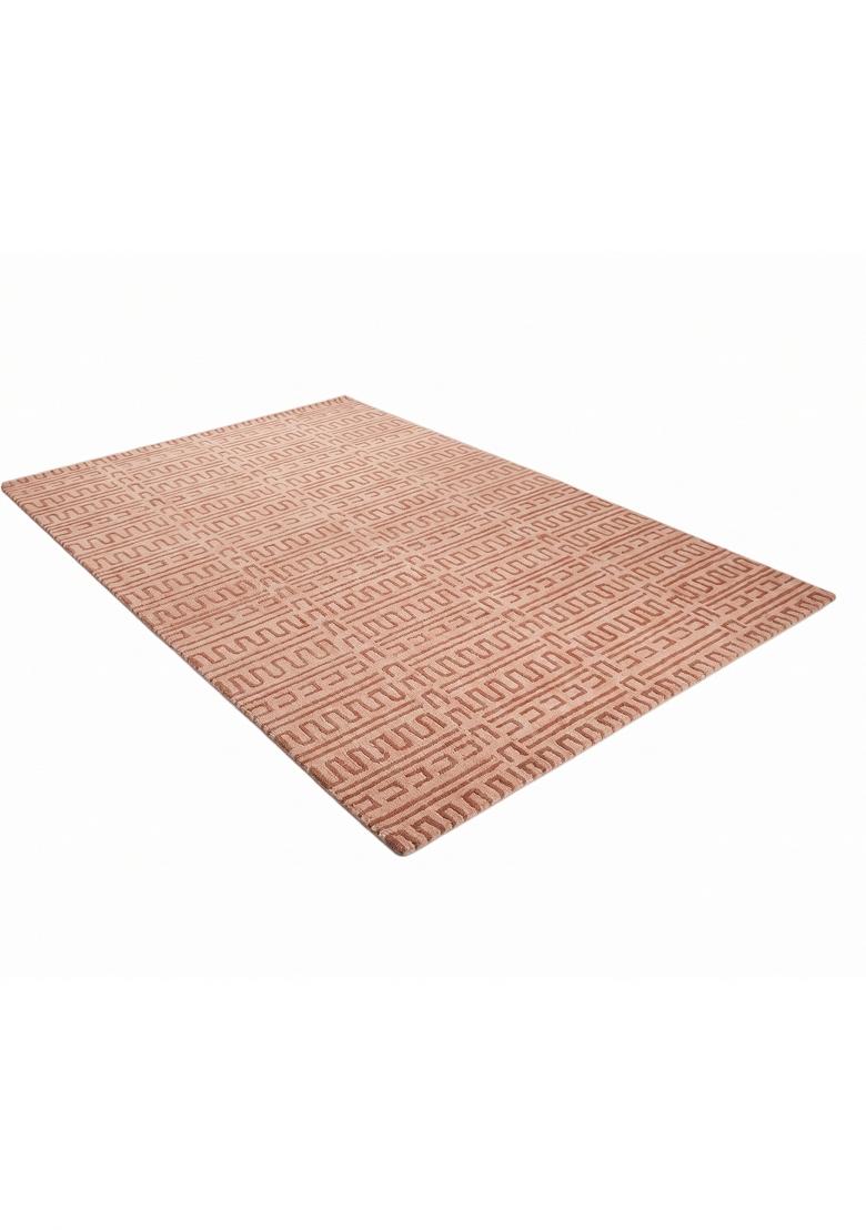 Saffron Rugs Hand Tufted Blush Terracotta Geometric Contemporary Rectangular Wool Area Rug - Indya