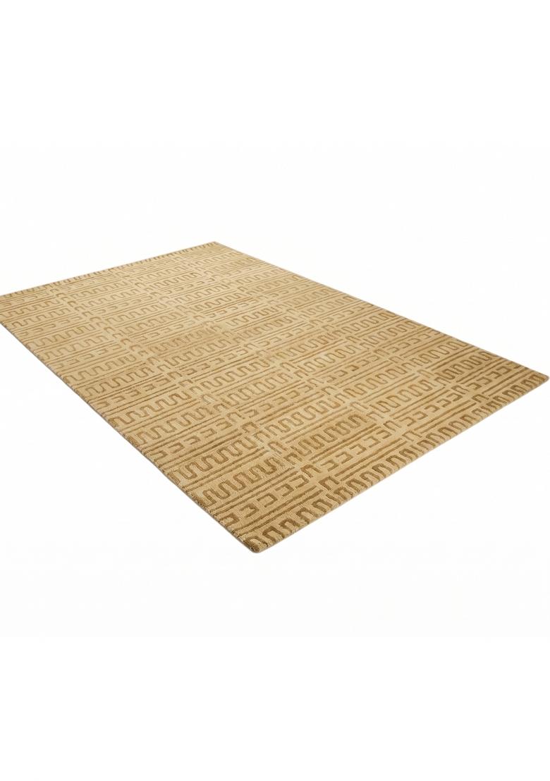 Saffron Rugs Hand Tufted Golden Yellow Geometric Contemporary Rectangular Wool Area Rug - Indya
