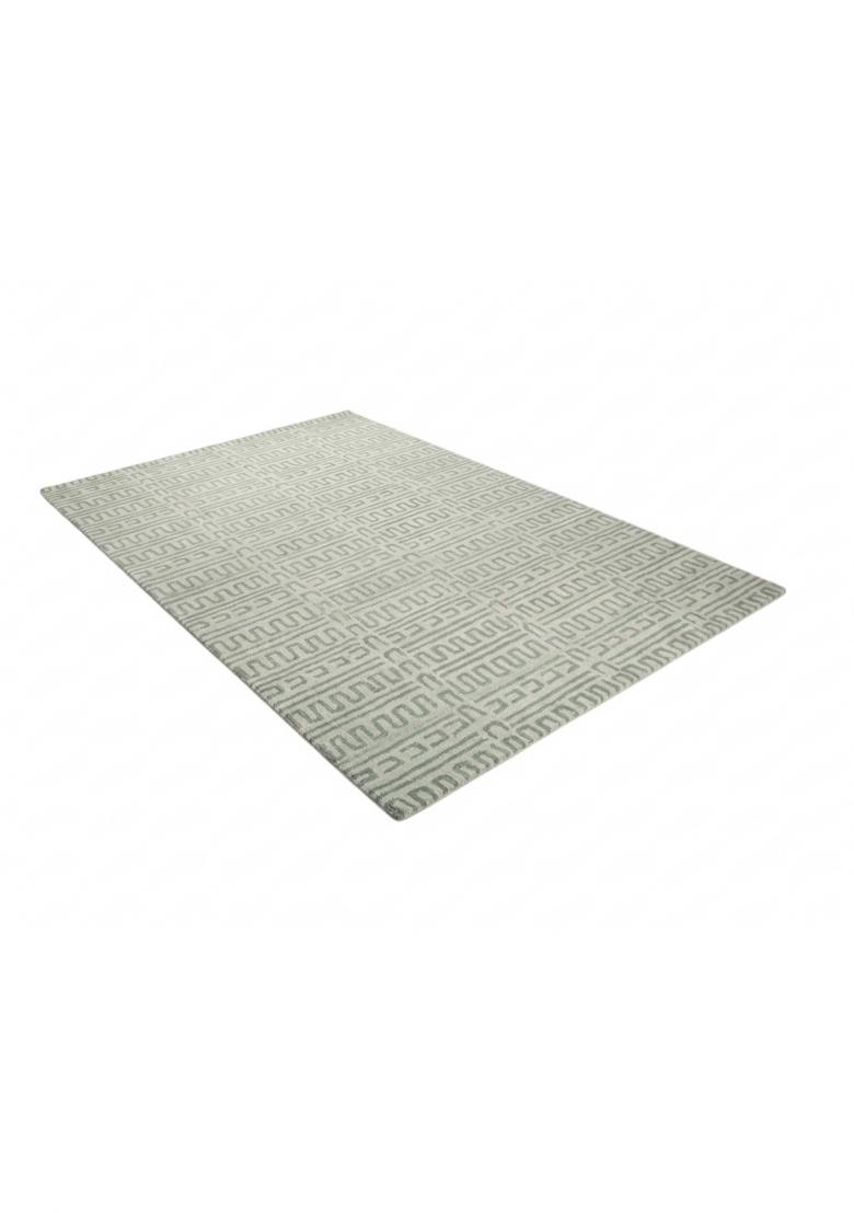 Saffron Rugs Hand Tufted Sage Green Geometric Contemporary Rectangular Wool Area Rug - Indya