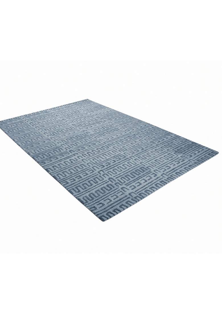 Saffron Rugs Hand Tufted Light Blue Grey Geometric Contemporary Rectangular Wool Area Rug - Indya