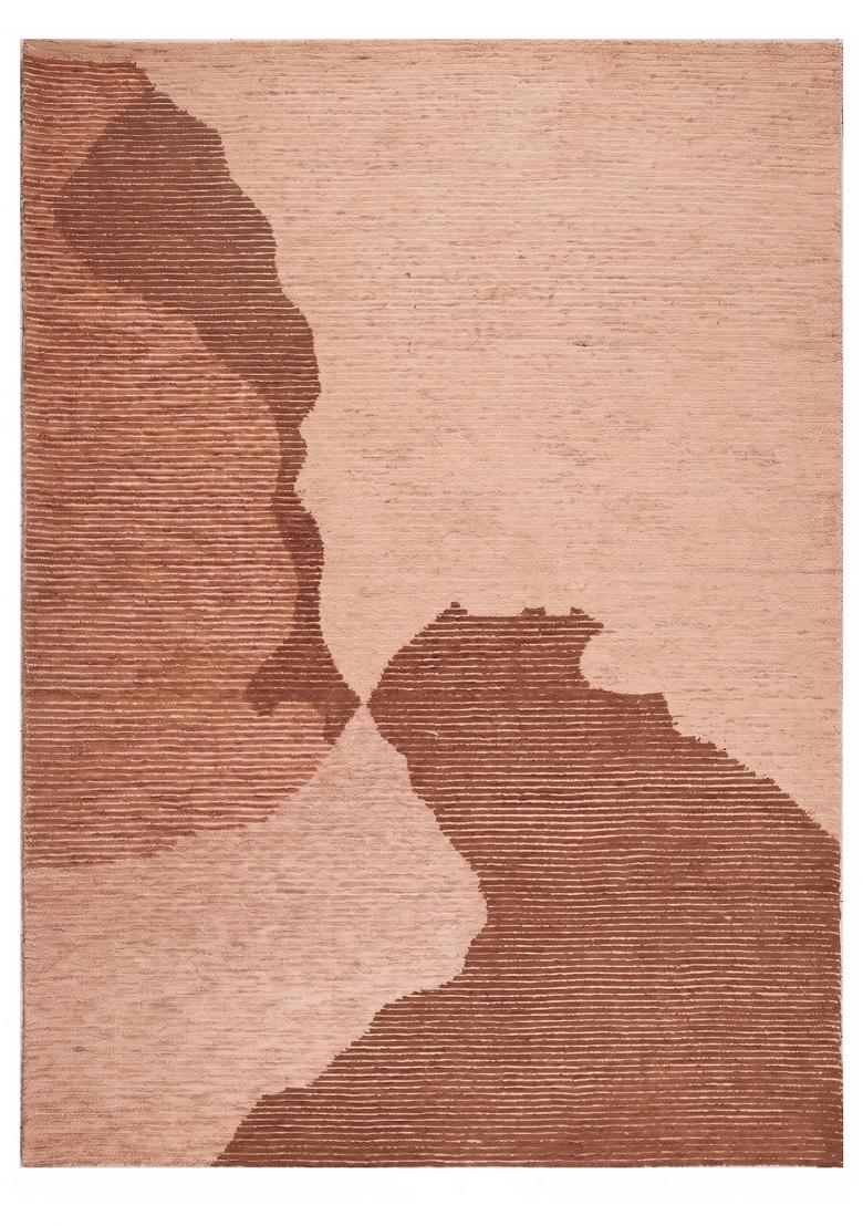 Saffron Rugs Hand Tufted Terracotta Pink Geometric Contemporary Rectangular Wool Area Rug - Indya