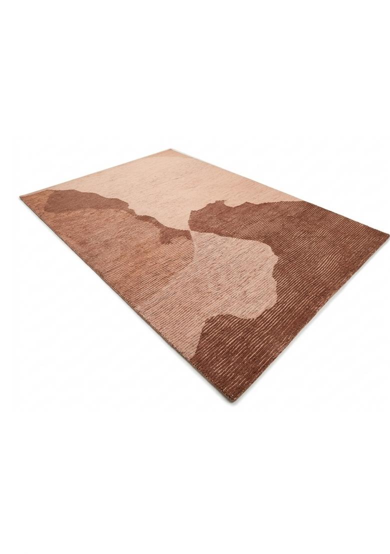 Saffron Rugs Hand Tufted Terracotta Pink Geometric Contemporary Rectangular Wool Area Rug - Indya