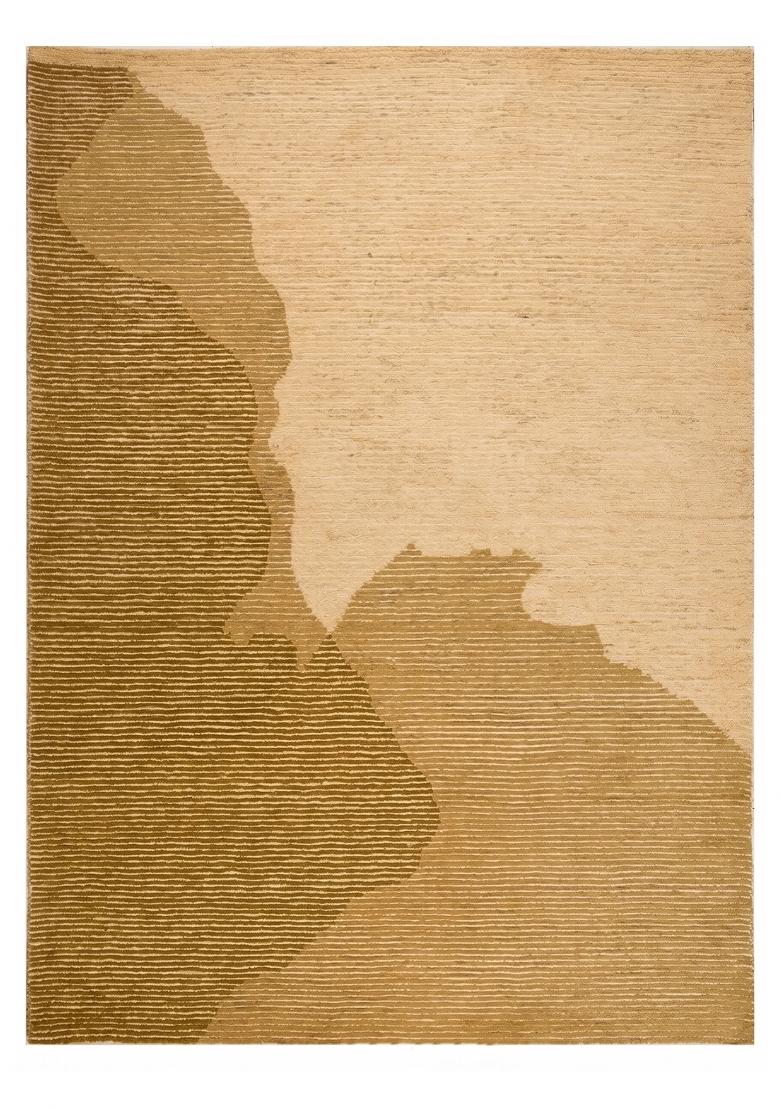 Saffron Rugs Hand Tufted Golden Tan Geometric Contemporary Rectangular Wool Area Rug - Indya