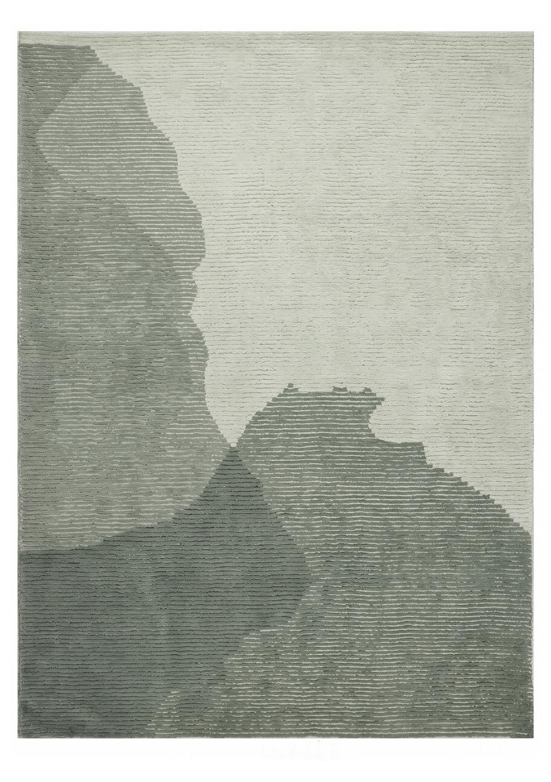 Saffron Rugs Hand Tufted Sage Green Grey Geometric Contemporary Rectangular Wool Area Rug - Indya