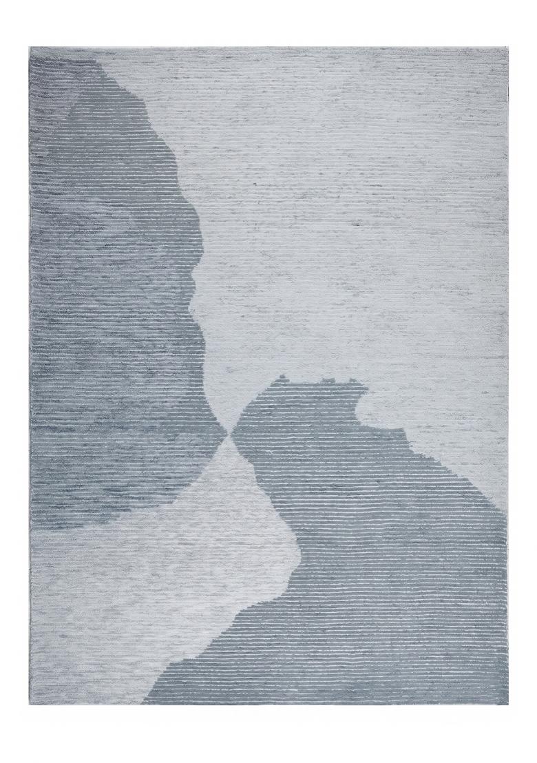 Saffron Rugs Hand Tufted Steel Blue Grey Geometric Contemporary Rectangular Wool Area Rug - Indya