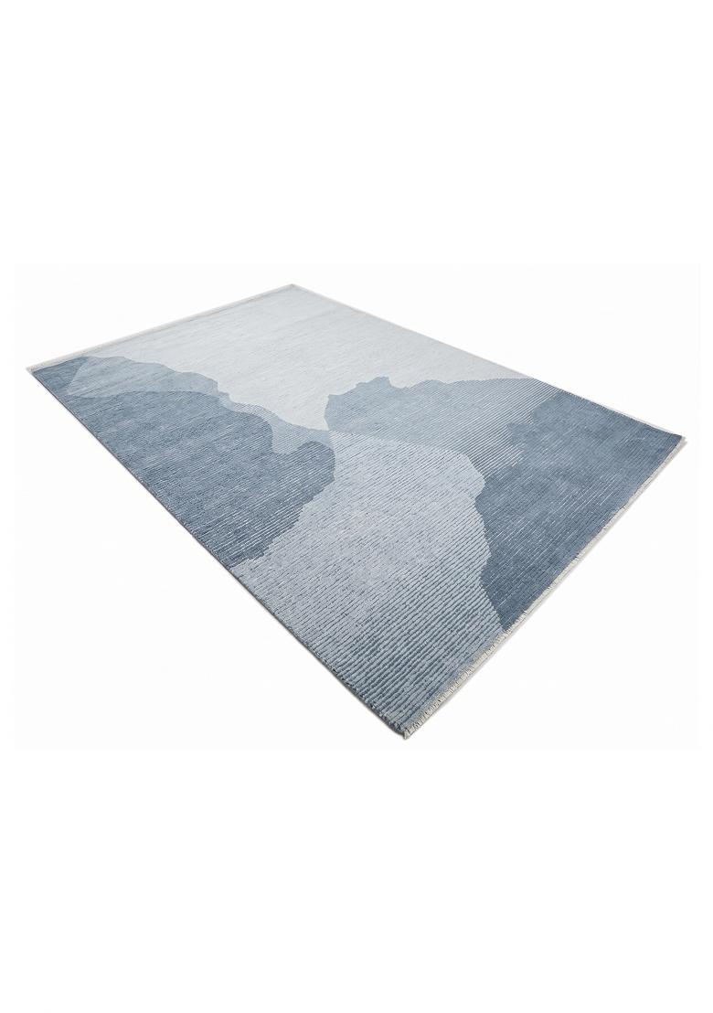 Saffron Rugs Hand Tufted Steel Blue Grey Geometric Contemporary Rectangular Wool Area Rug - Indya