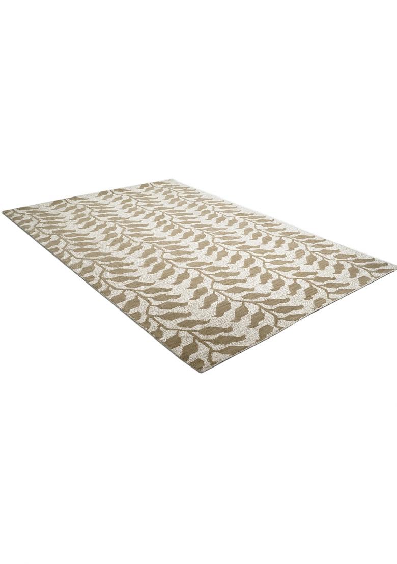 Saffron Rugs Hand Tufted Tan Beige Leaf Contemporary Rectangular Wool Area Rug - Indya