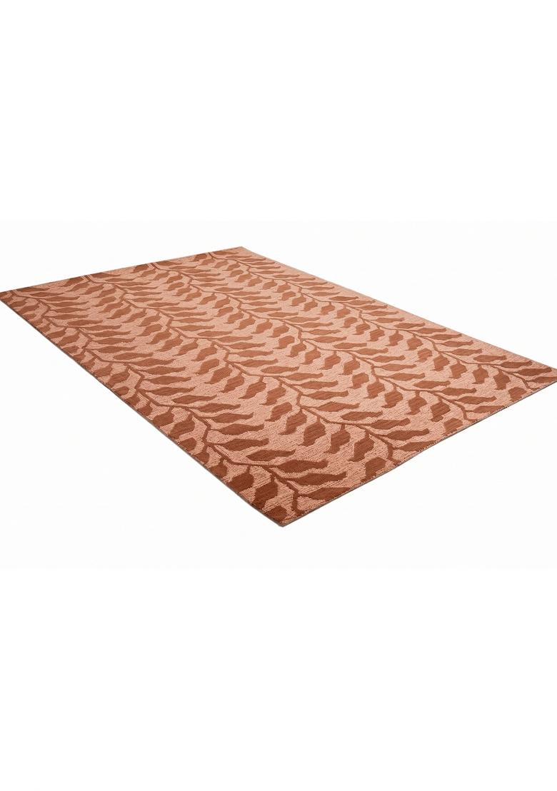 Saffron Rugs Hand Tufted Blush Pink Leaf Contemporary Rectangular Wool Area Rug - Indya