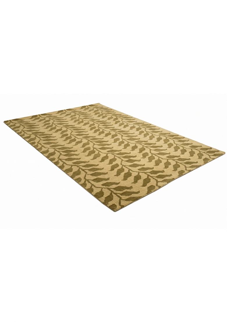 Saffron Rugs Hand Tufted Beige Gold Leaf Contemporary Rectangular Wool Area Rug - Indya