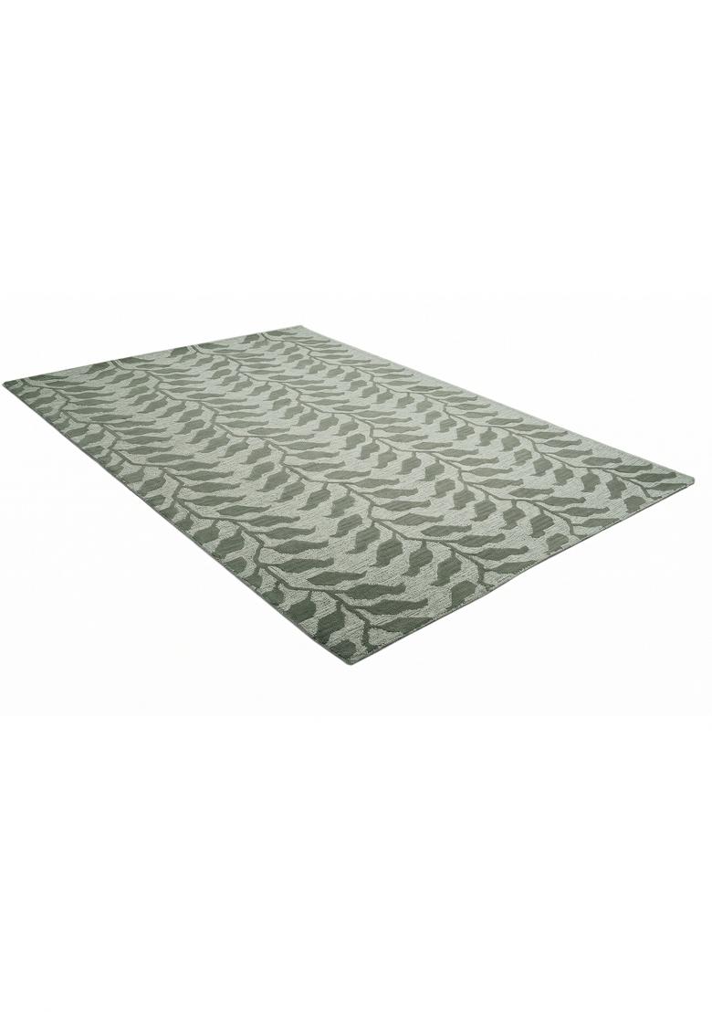 Saffron Rugs Hand Tufted Sage Green Leaf Contemporary Rectangular Wool Area Rug - Indya