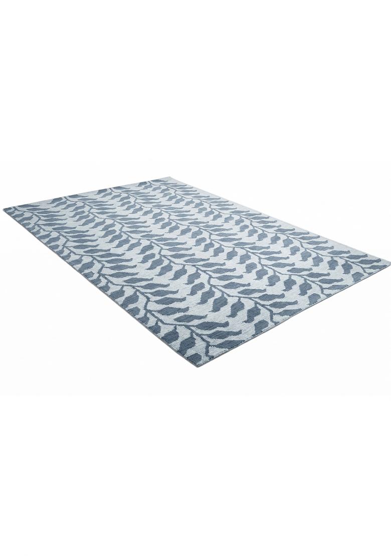 Saffron Rugs Hand Tufted Steel Blue Grey Leaf Contemporary Rectangular Wool Area Rug - Indya