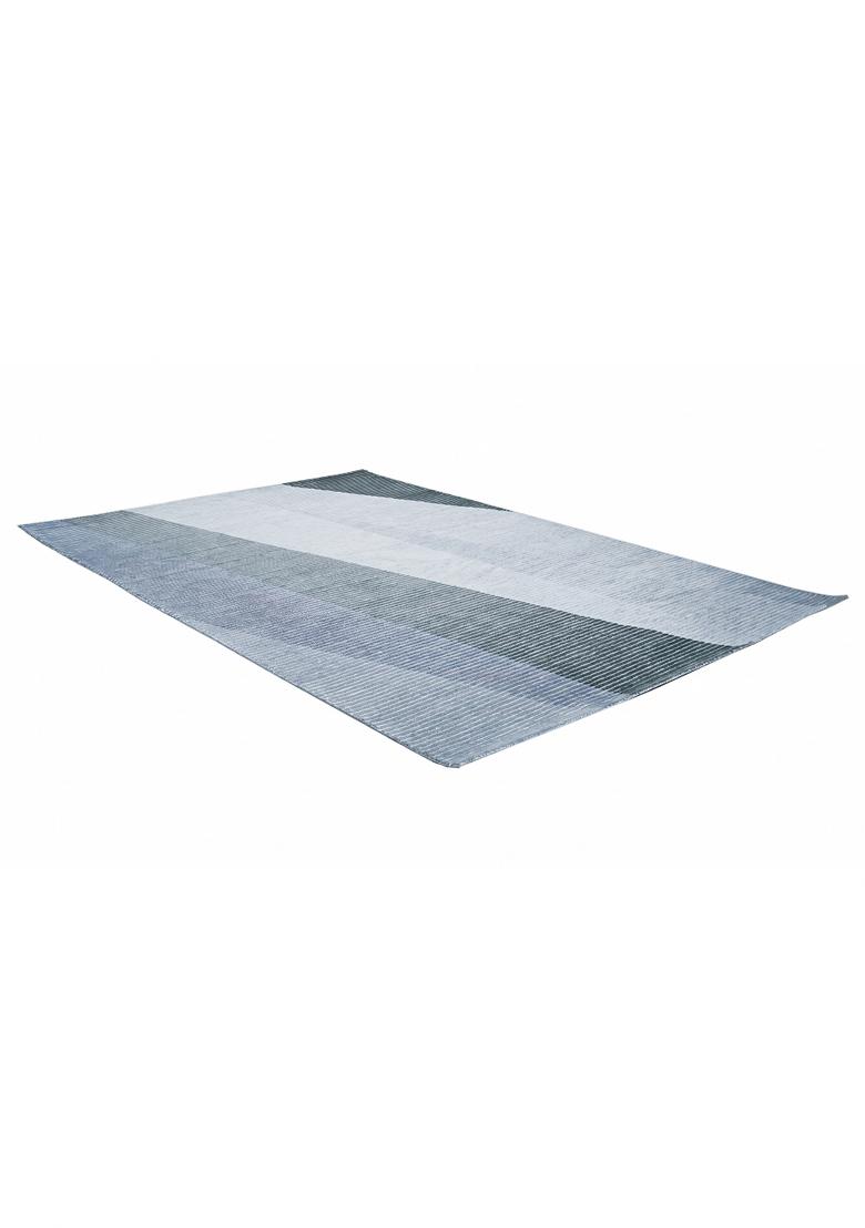 Saffron Rugs Hand Tufted Steel Blue Grey Striped Contemporary Rectangular Wool Area Rug - Indya