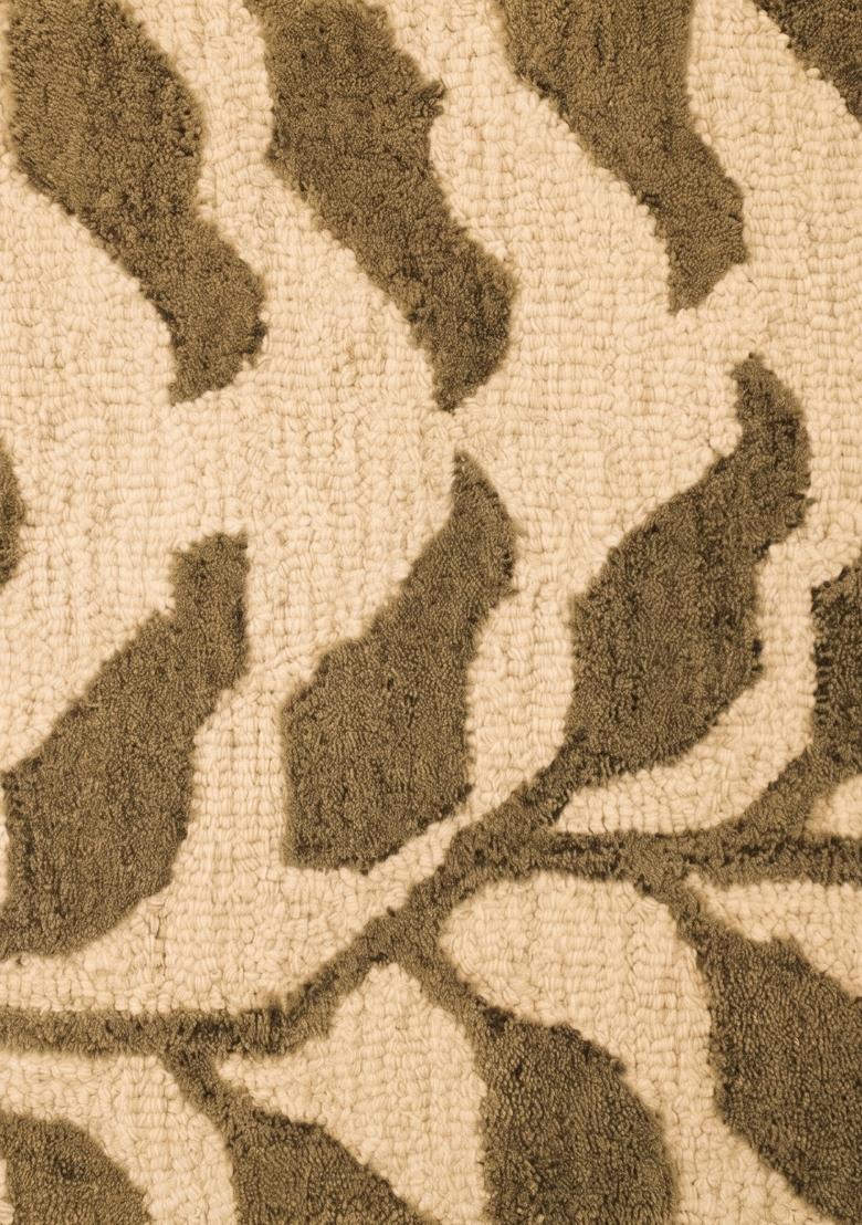 Saffron Rugs Hand Tufted Golden Beige Leaf Contemporary Rectangular Wool Area Rug - Indya