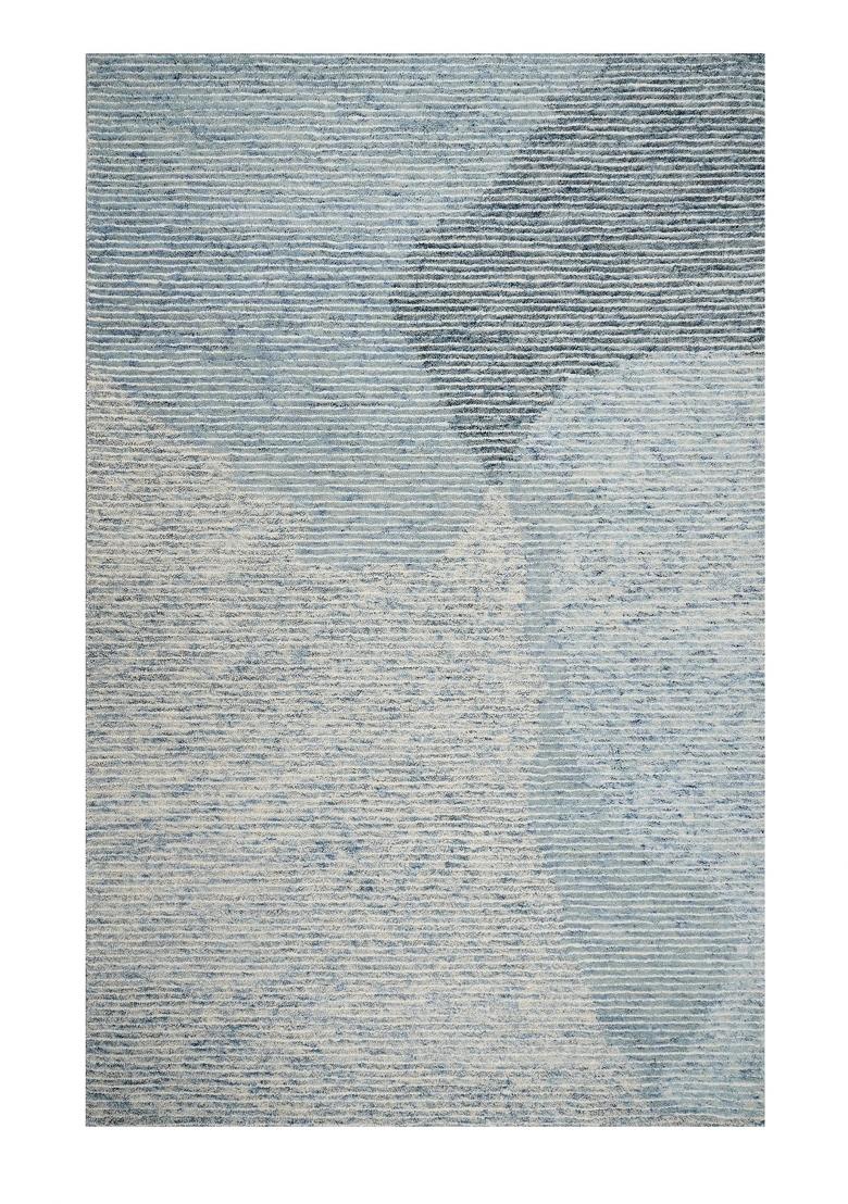 Saffron Rugs Hand Tufted Blue Grey Striped Contemporary Rectangular Wool Area Rug - Indya