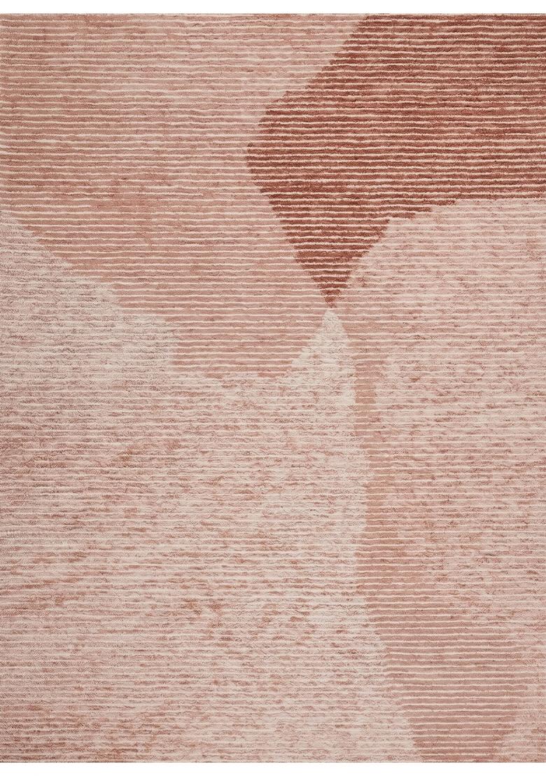 Saffron Rugs Hand Tufted Dusty Rose Pink Striped Contemporary Rectangular Wool Area Rug - Indya