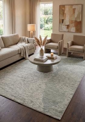 Saffron Rugs Hand Tufted Silver Grey Striped Contemporary Rectangular Wool Area Rug