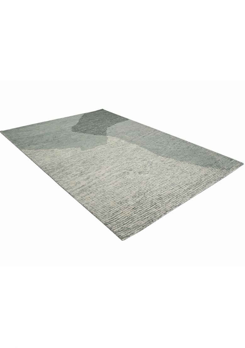 Saffron Rugs Hand Tufted Silver Grey Striped Contemporary Rectangular Wool Area Rug - Indya