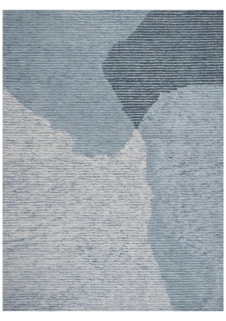 Saffron Rugs Hand Tufted Steel Blue Grey Striped Contemporary Rectangular Wool Area Rug - Indya