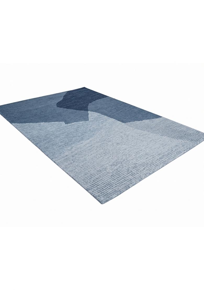 Saffron Rugs Hand Tufted Steel Blue Grey Striped Contemporary Rectangular Wool Area Rug - Indya