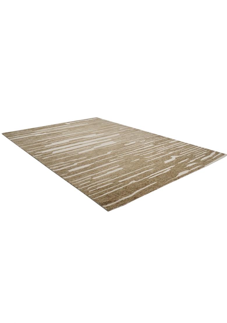 Saffron Rugs Hand Tufted Tan Brown Striped Contemporary Rectangular Wool Area Rug - Indya