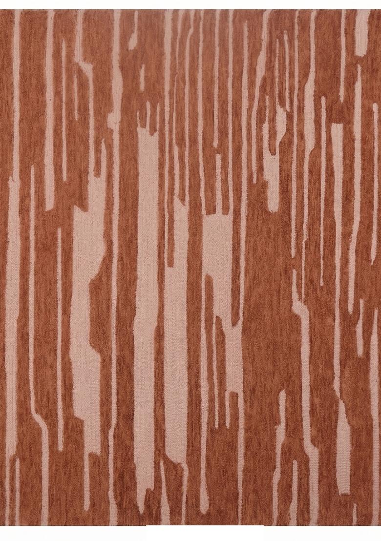 Saffron Rugs Hand Tufted Terracotta Brown Striped Contemporary Rectangular Wool Area Rug - Indya