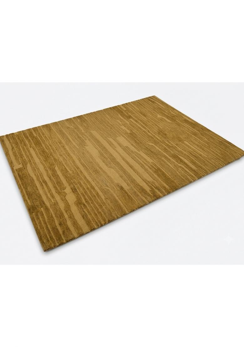 Saffron Rugs Hand Tufted Golden Brown Striped Contemporary Rectangular Wool Area Rug - Indya
