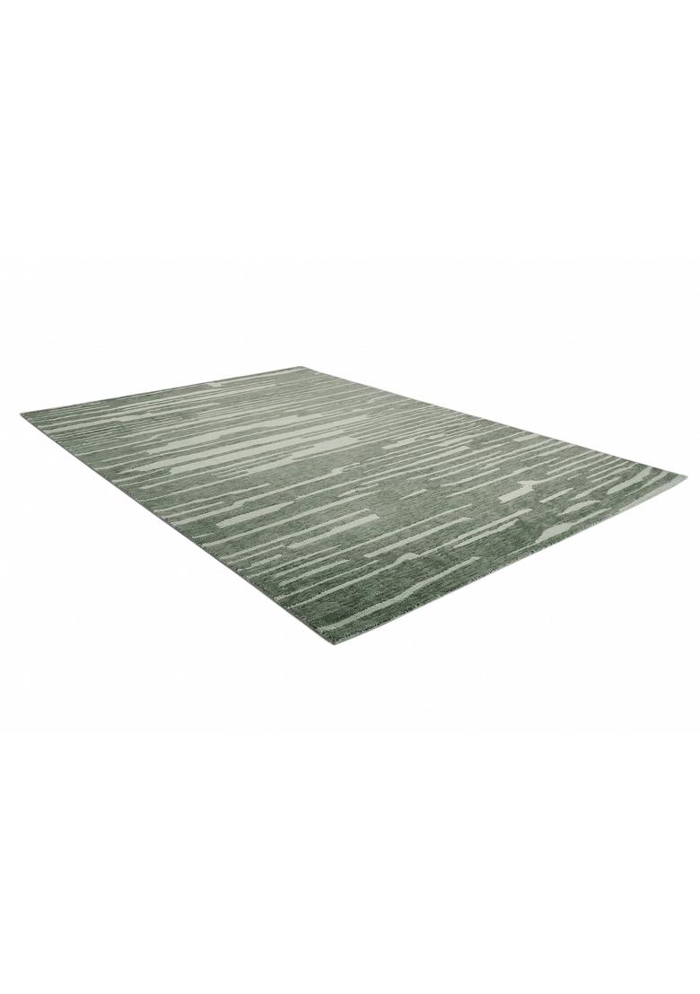 Saffron Rugs Hand Tufted Sage Green Striped Contemporary Rectangular Wool Area Rug - Indya