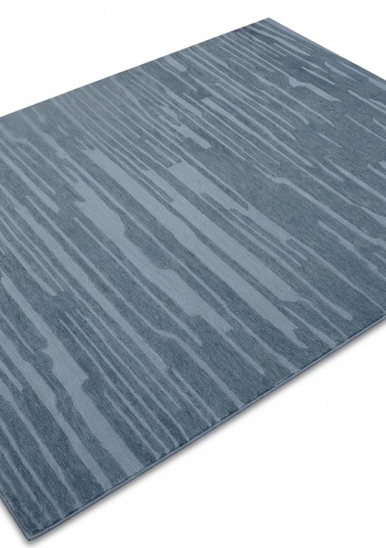 Saffron Rugs Hand Tufted Steel Blue Striped Contemporary Rectangular Wool Area Rug - Indya