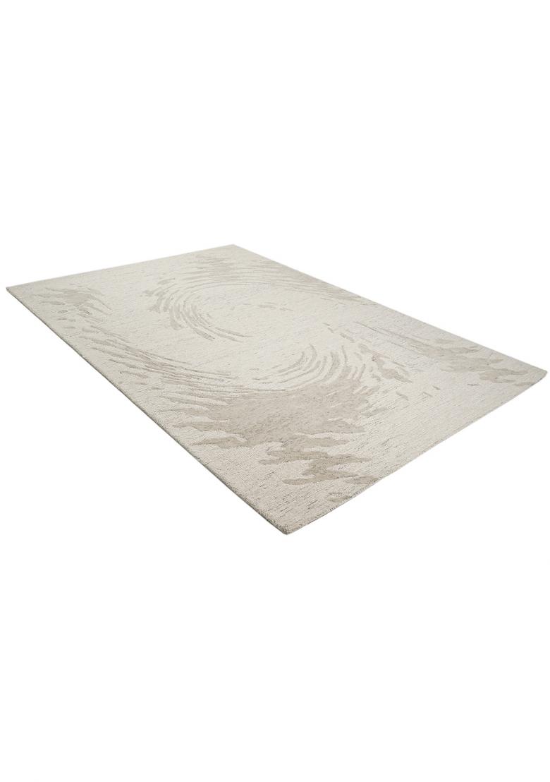 Saffron Rugs Hand Tufted Ivory Cream Swirls Contemporary Rectangular Wool Area Rug - Indya