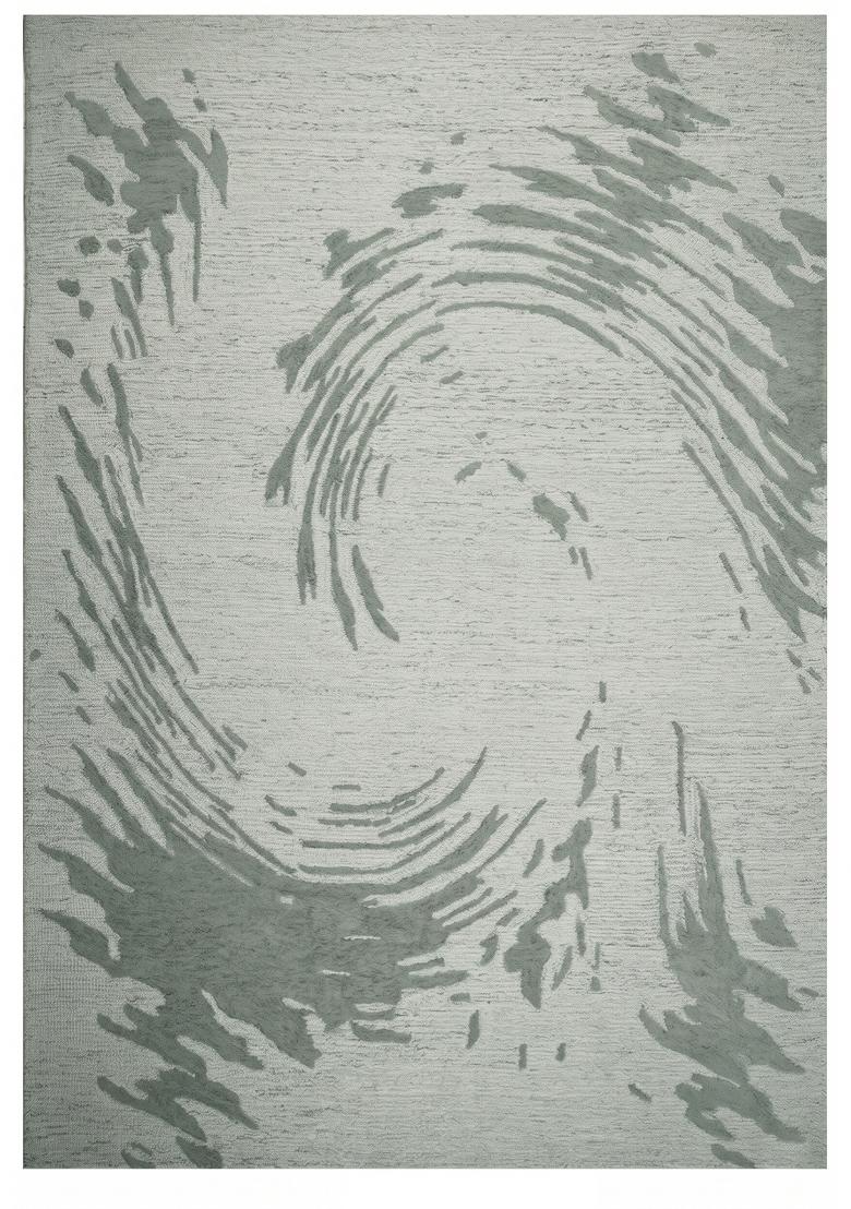 Saffron Rugs Hand Tufted Sage Green Swirls Contemporary Rectangular Wool Area Rug - Indya
