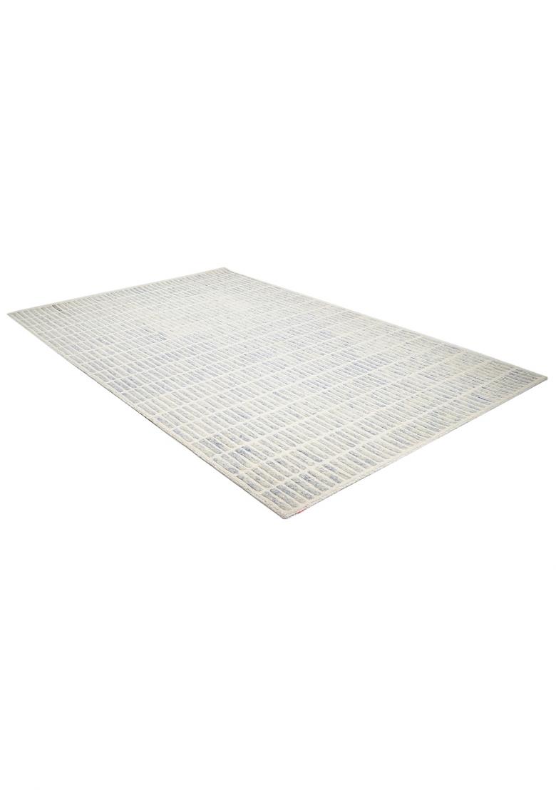 Saffron Rugs Hand Tufted Ivory Blue Geometric Contemporary Rectangular Wool Area Rug - Indya