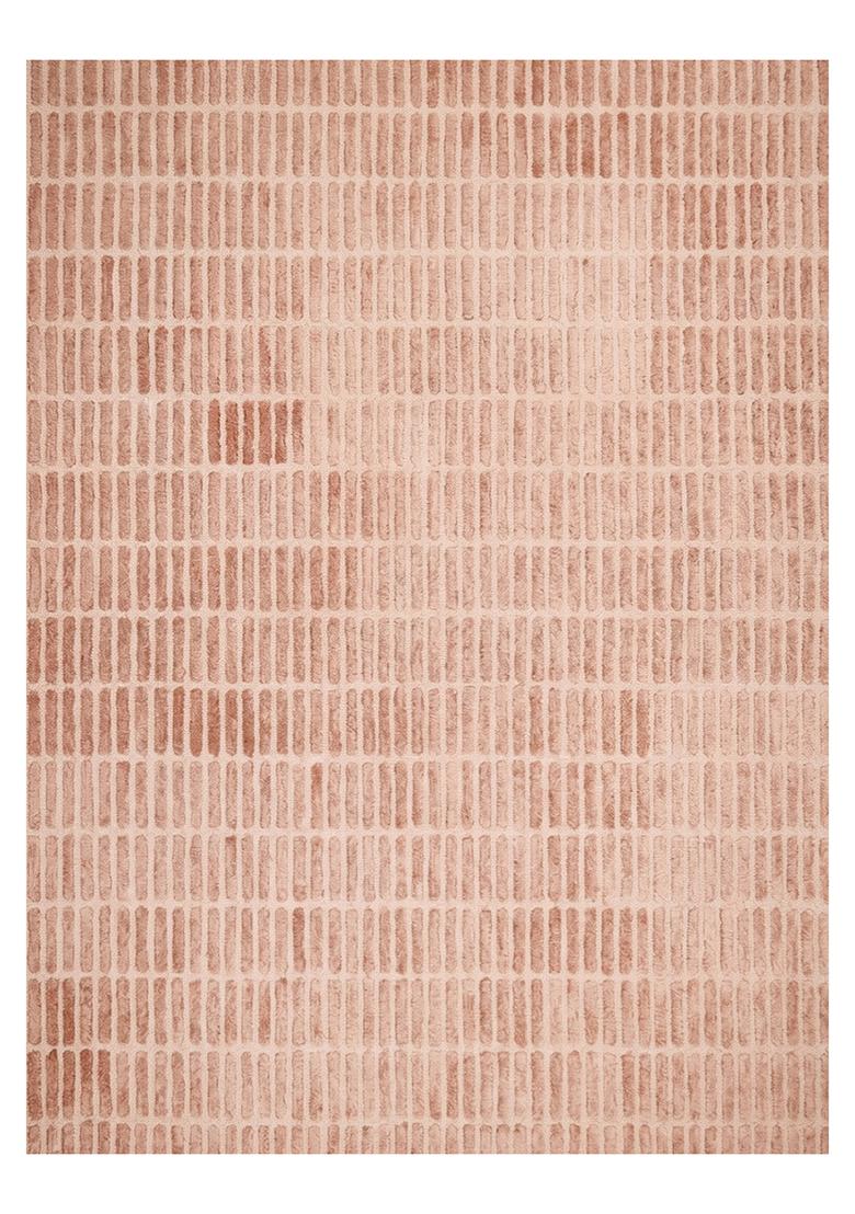 Saffron Rugs Hand Tufted Terracotta Blush Geometric Contemporary Rectangular Wool Area Rug - Indya