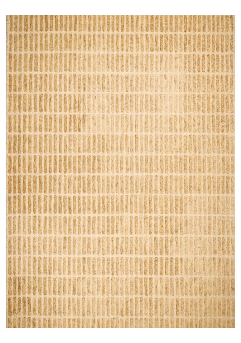 Saffron Rugs Hand Tufted Golden Beige Geometric Contemporary Rectangular Wool Area Rug - Indya