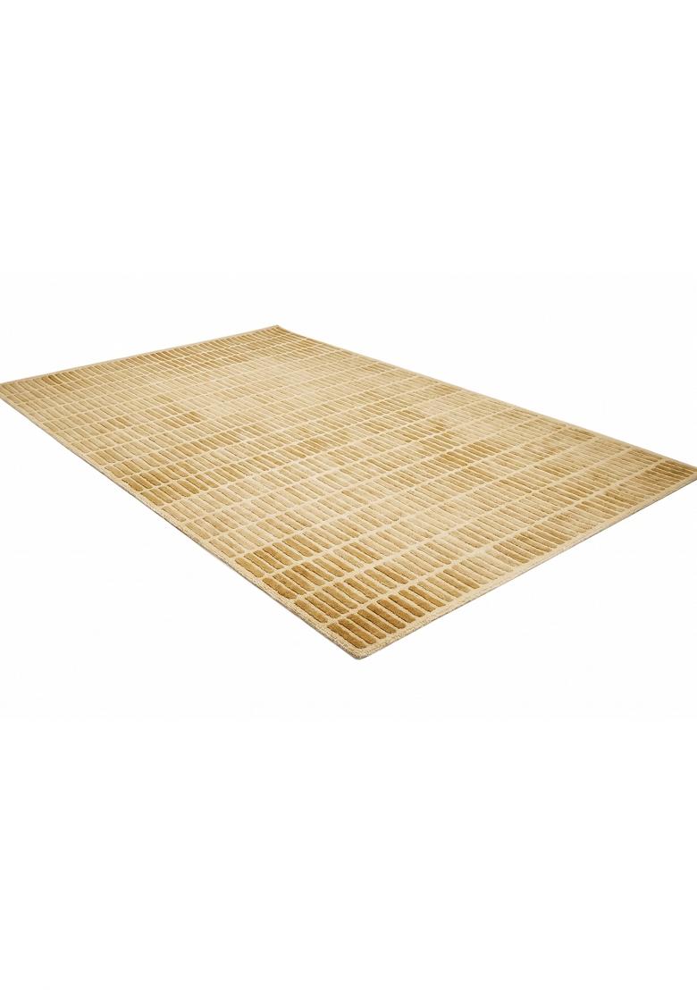 Saffron Rugs Hand Tufted Golden Beige Geometric Contemporary Rectangular Wool Area Rug - Indya