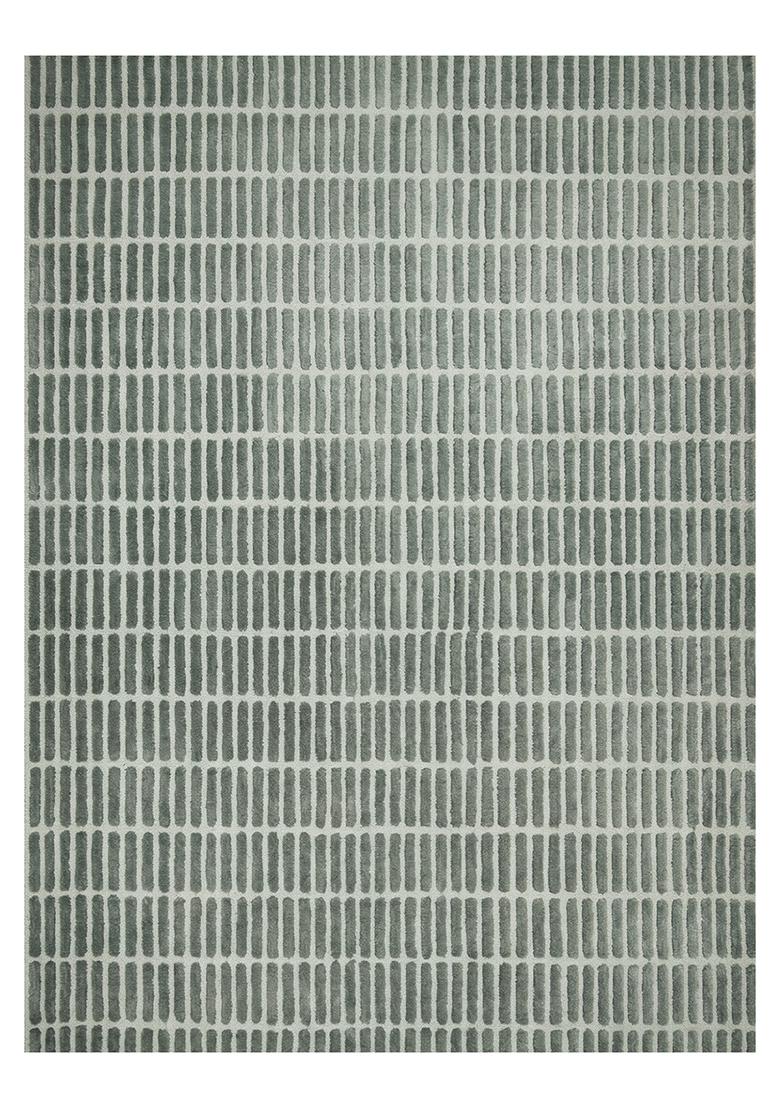 Saffron Rugs Hand Tufted Sage Green Geometric Contemporary Rectangular Wool Area Rug - Indya
