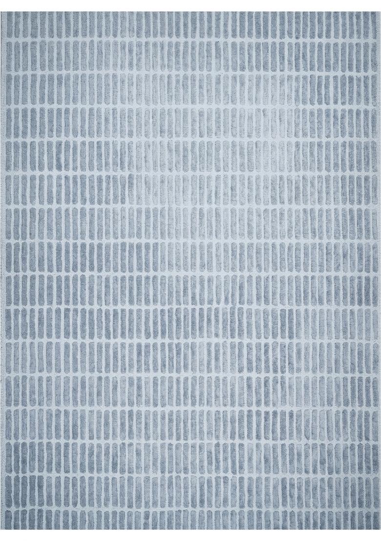 Saffron Rugs Hand Tufted Light Blue Grey Geometric Contemporary Rectangular Wool Area Rug - Indya