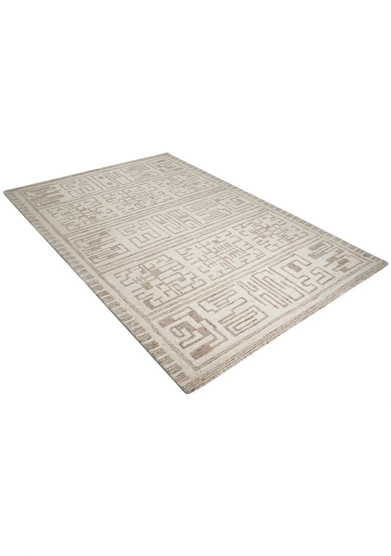 Saffron Rugs Hand Tufted Cream Beige Geometric Transitional Rectangular Wool Area Rug - Indya