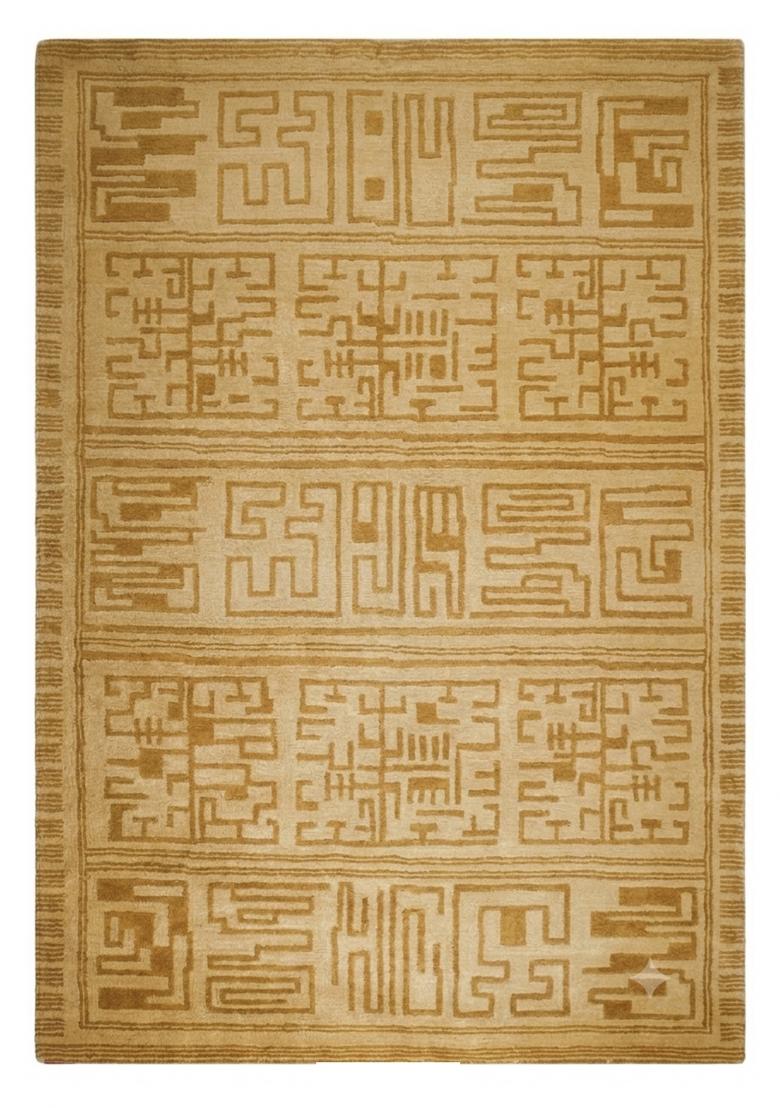 Saffron Rugs Hand Tufted Golden Yellow Geometric Transitional Rectangular Wool Area Rug - Indya