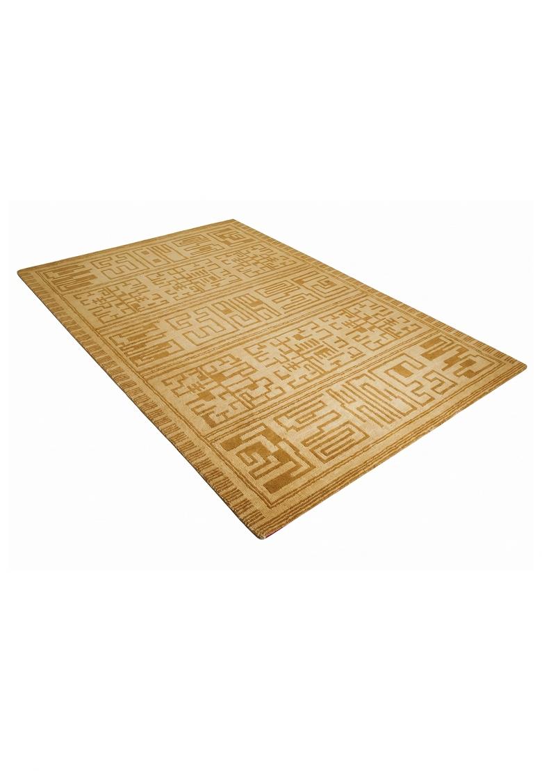 Saffron Rugs Hand Tufted Golden Yellow Geometric Transitional Rectangular Wool Area Rug - Indya